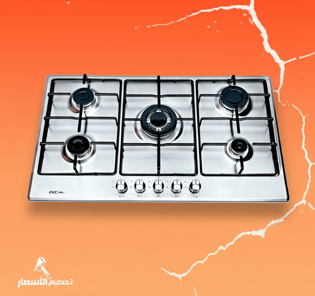 سطح جي في سي  5 عيون 90 سم غاز منصب خفيف تركي GVCSI 9060-1 GVC PRO